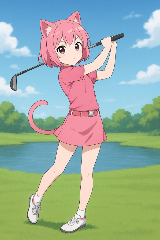 ニャルルがショットを打った後