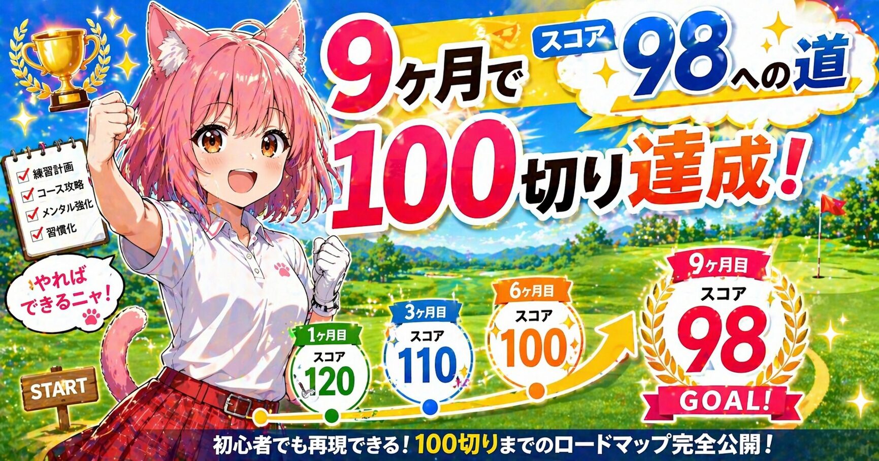 9ヶ月で100切りを達成したゴルフ練習ロードマップ