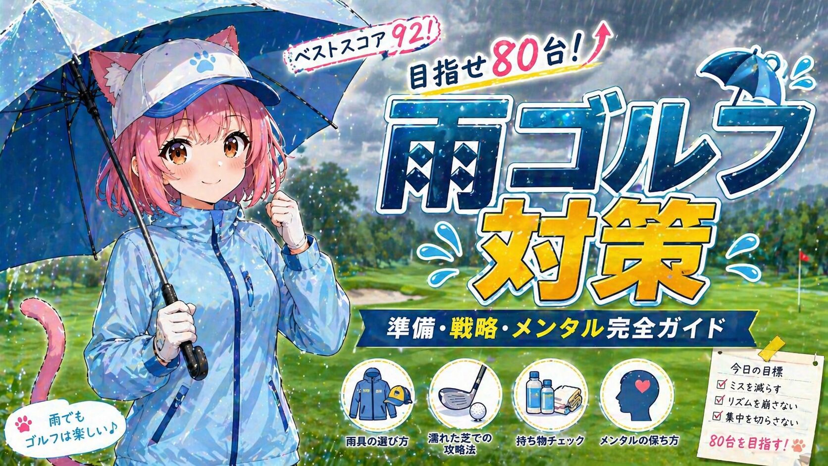 雨の日のゴルフ対策｜準備・コース戦略・メンタルを解説