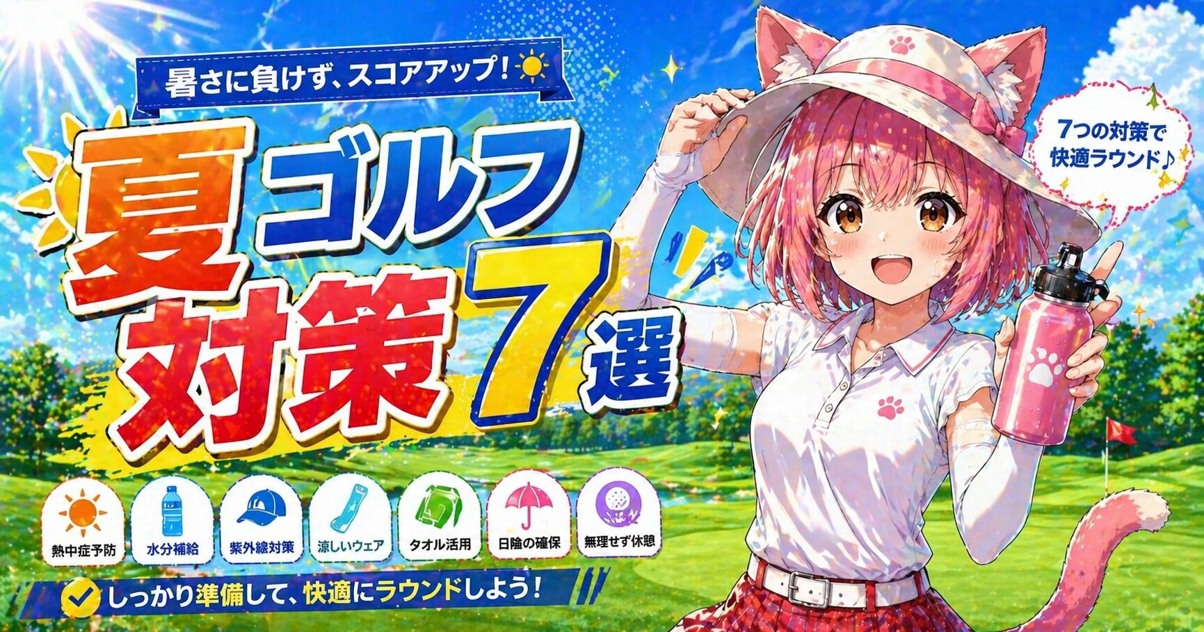 夏のゴルフ対策イメージ