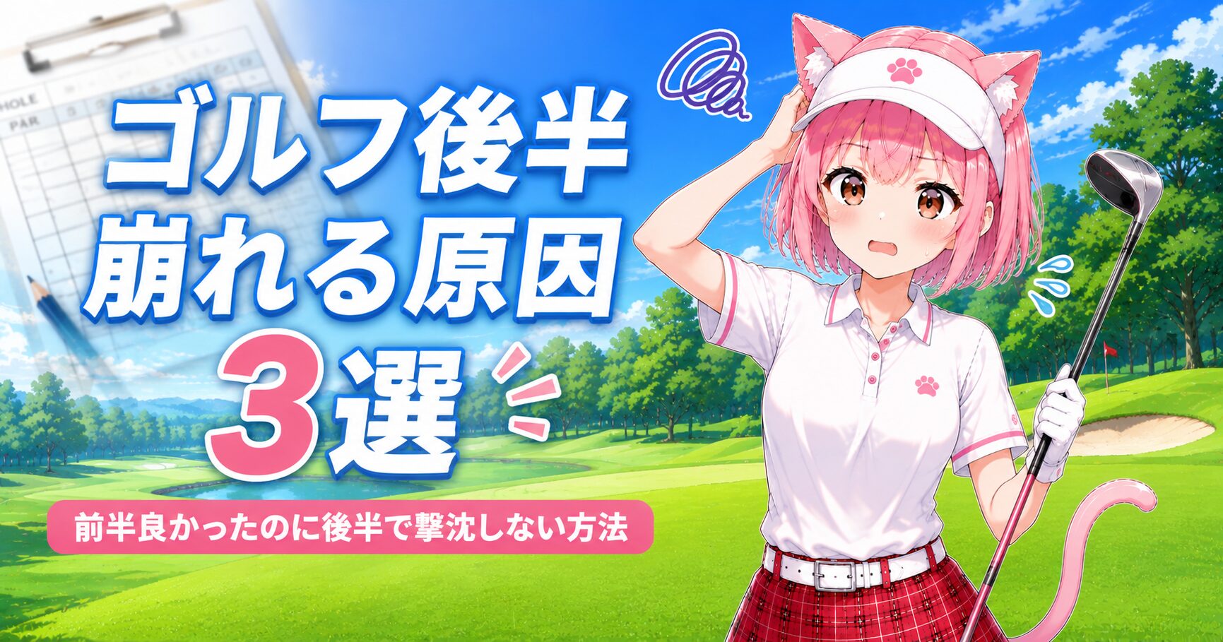 ゴルフで後半崩れる原因を考えるニャルル