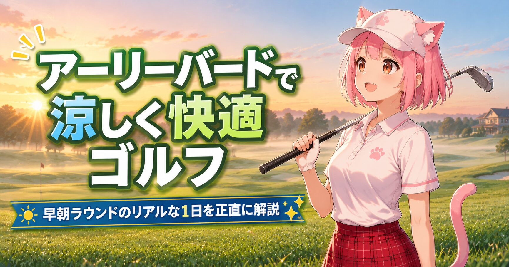 アーリーバードで涼しくゴルフを楽しむニャルル