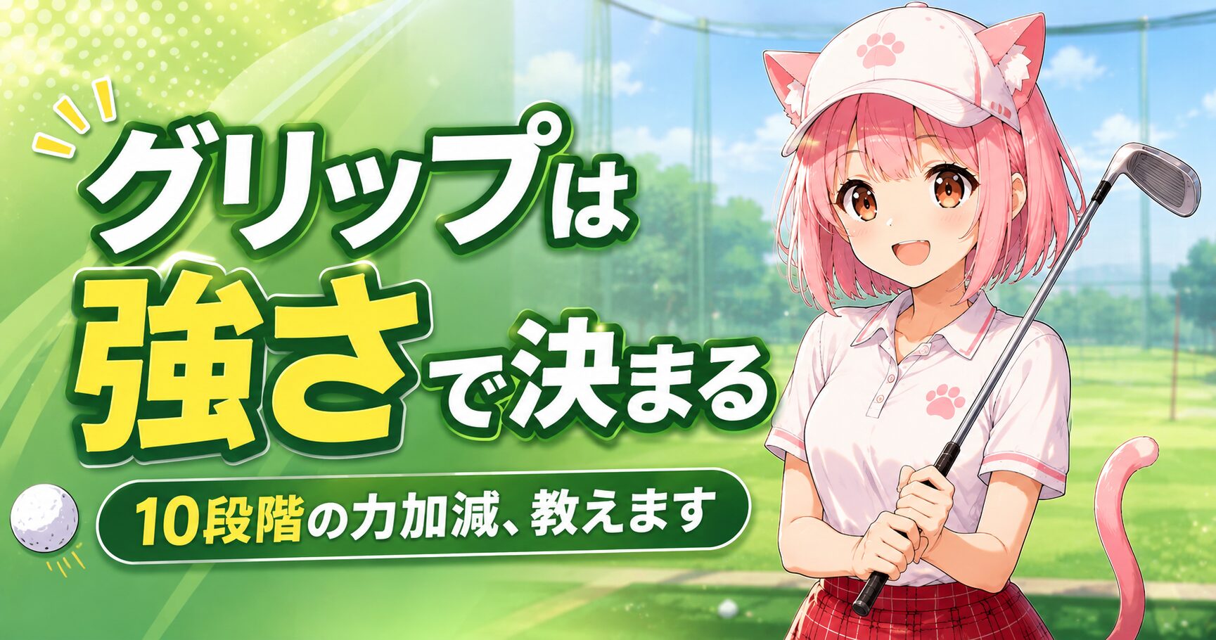 グリップの強さについて解説するゴルフ相棒ニャルル